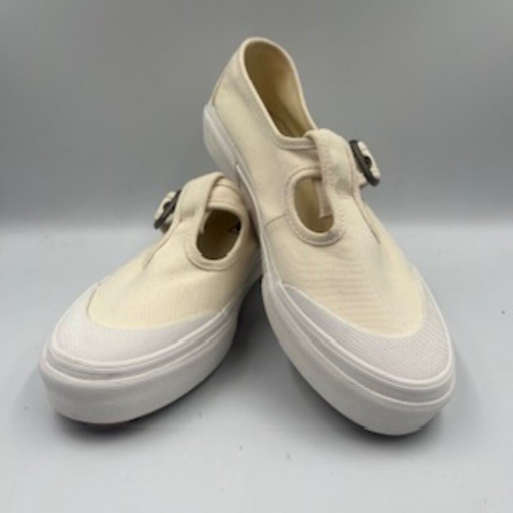 Vans Cream Slip-On Sneakers with Buckle - Picture 2 of 12
